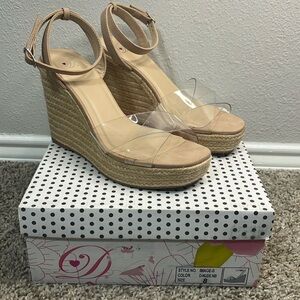Raffia nude beige espadrilles wedges NEW IN BOX
